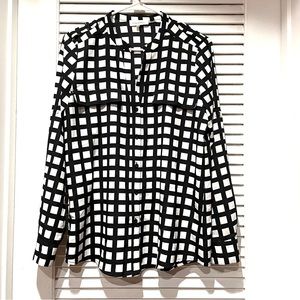 CALVIN KLEIN Black And White Checkered Top